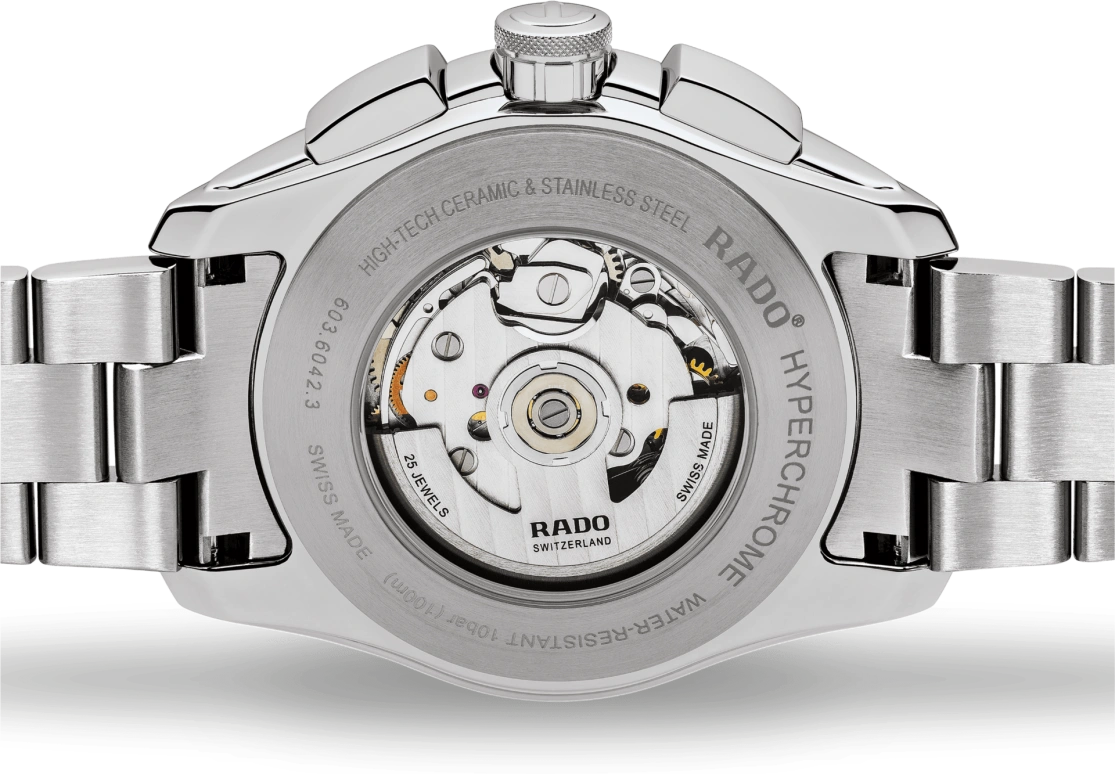 Rado,HyperChrome 44mm,44mm,Stainless Steel,Black,Automatic,60hours,Sapphire,R32042153