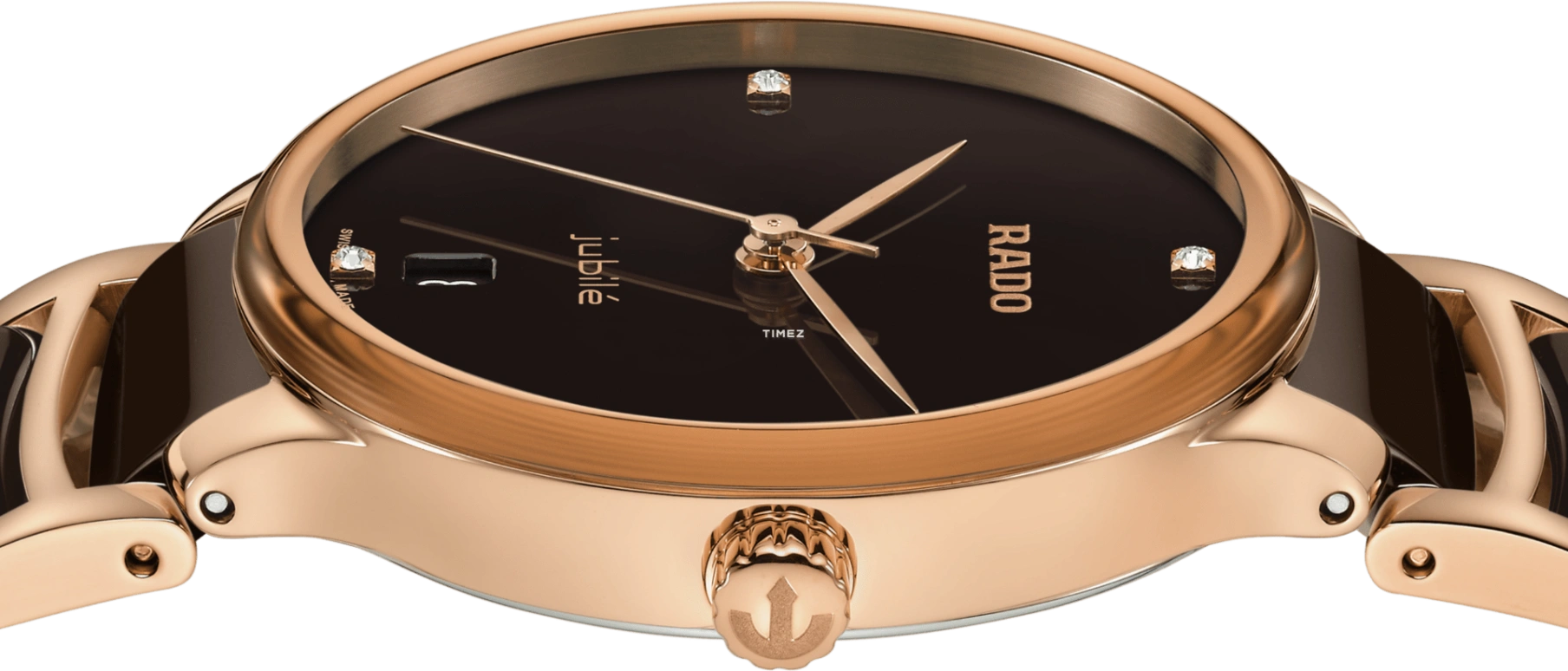 Rado,Centrix 35mm,35mm,Stainless Steel,Brown,Quartz,Day,In-house Caliber,R30038712