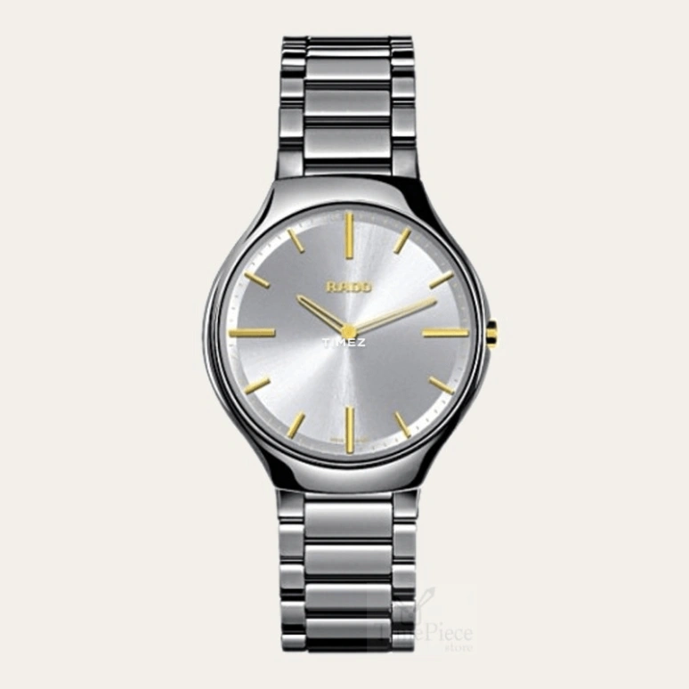 Rado,True Thinline 39mm,39mm,Ceramic,Silver,Gold,Quartz,Round,Silver,R27955112