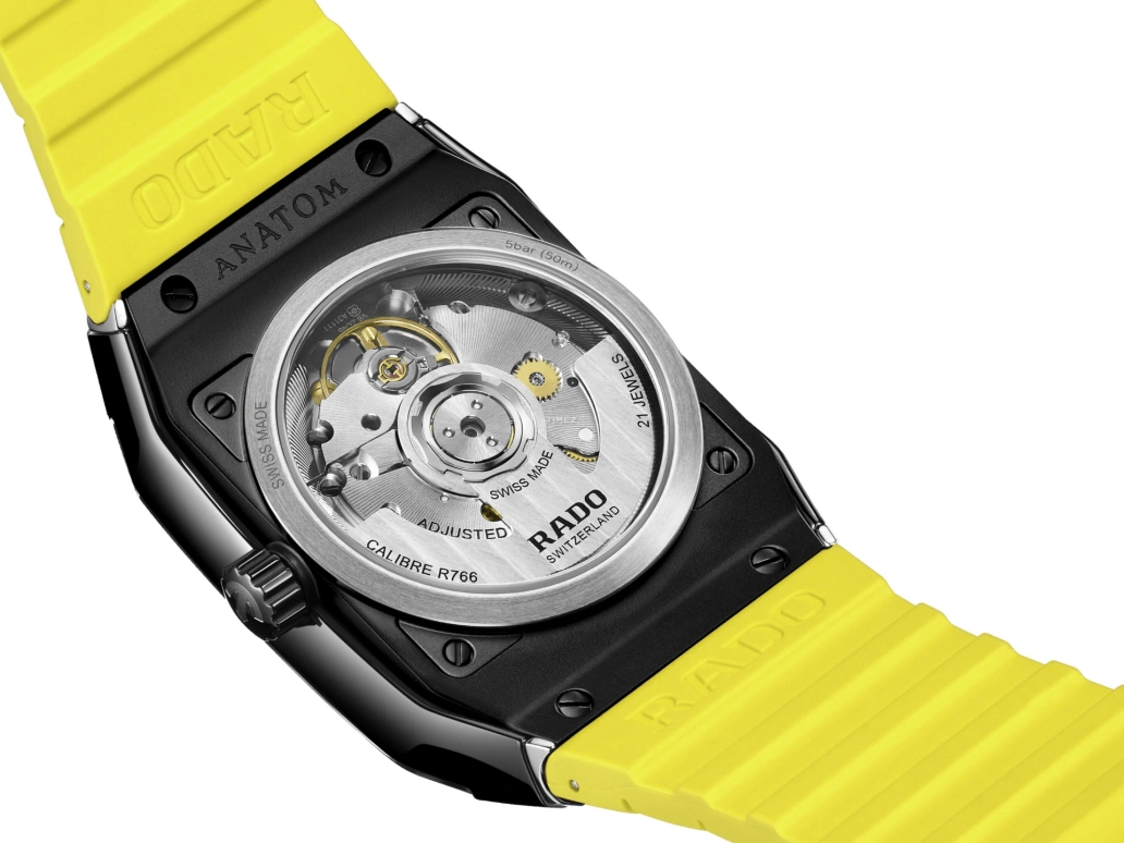 Rado,Anatom 32.50mm,32.50mm,Ceramic,Stainless Steel,Dual,Black,Yellow,Automatic,Day,72hours,R10201259