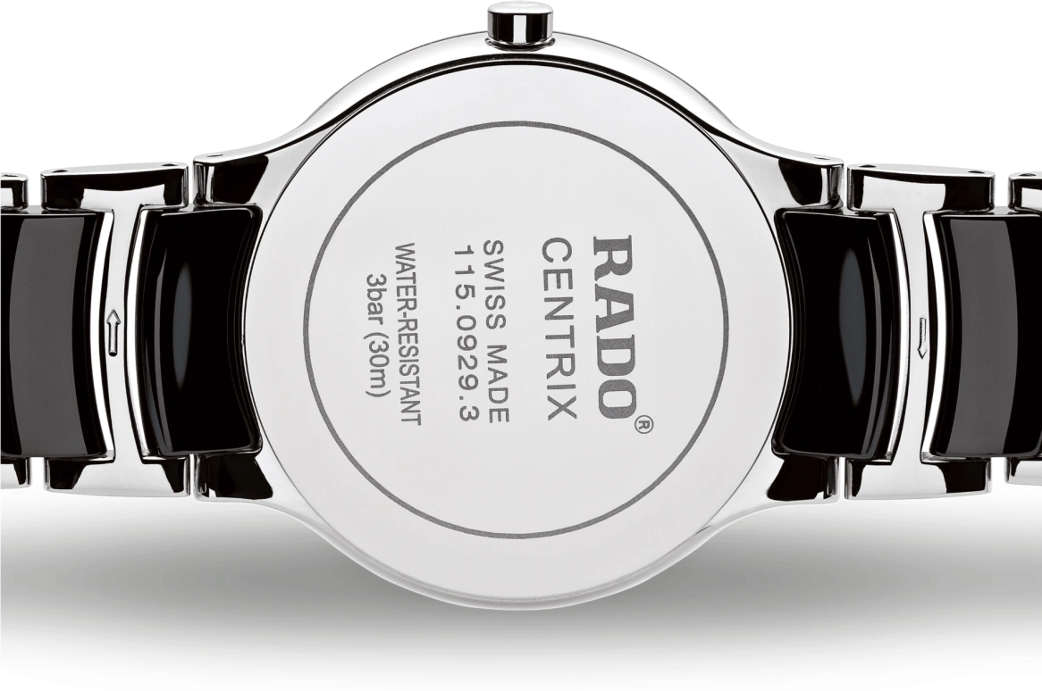Rado,Centrix 38mm,38mm,Stainless Steel,Ceramic,Black,Quartz,Day,In-house Caliber,R30934752