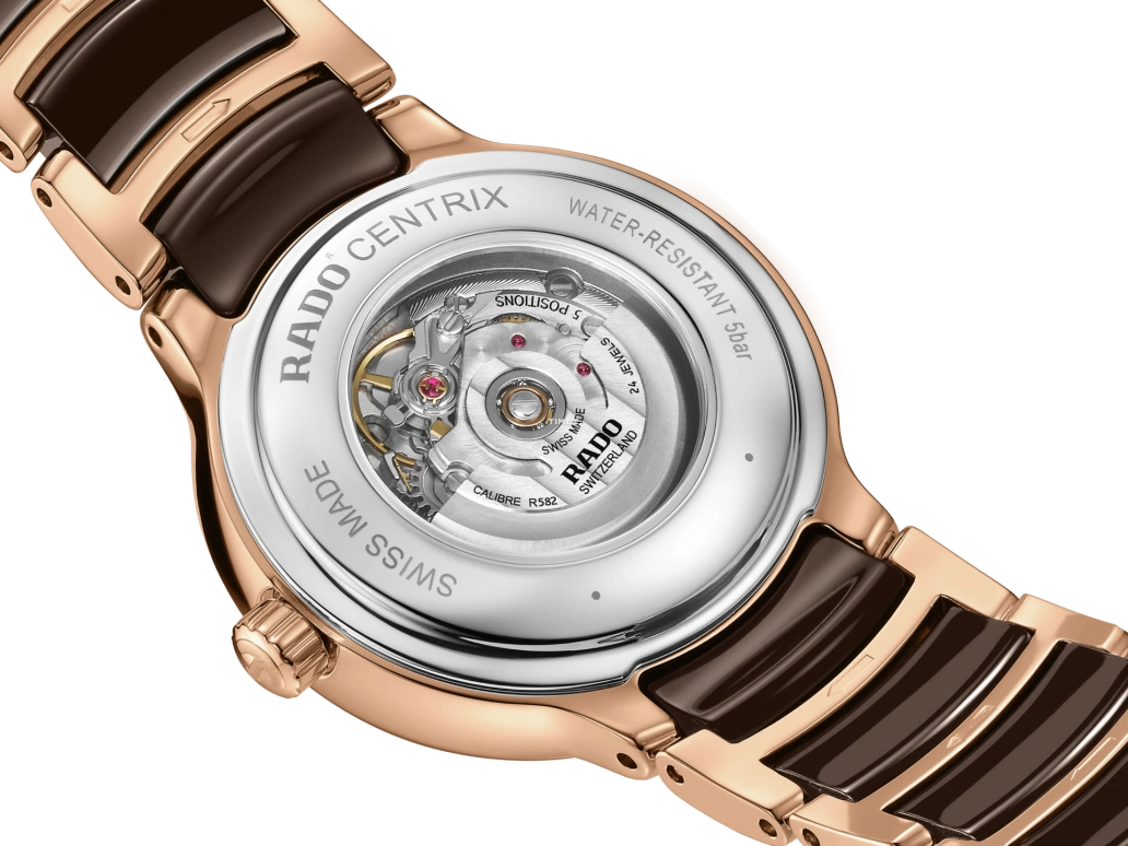 Rado,Centrix 30.50mm,30.50mm,Stainless Steel,Ceramic,Brown,Automatic,Day,48hours,R30019732