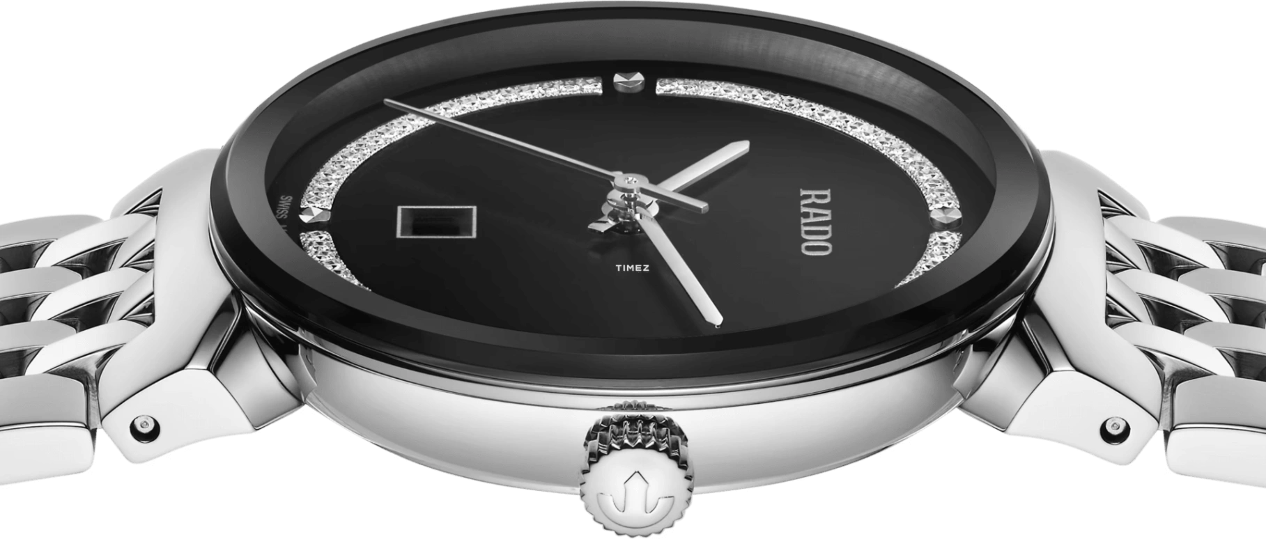 Rado,Florence 30mm,30mm,Stainless Steel,Black,Quartz,Day,In-house Caliber,R48913163