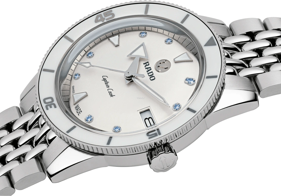 Rado,Captain Cook 37mm,37mm,Stainless Steel,Ceramic,White,Automatic,Day,80hours,R32500718