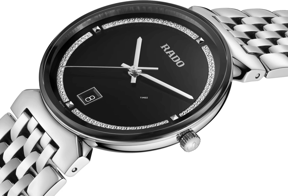 Rado,Florence 38mm,38mm,Stainless Steel,Black,Quartz,Day,In-house Caliber,R48912163