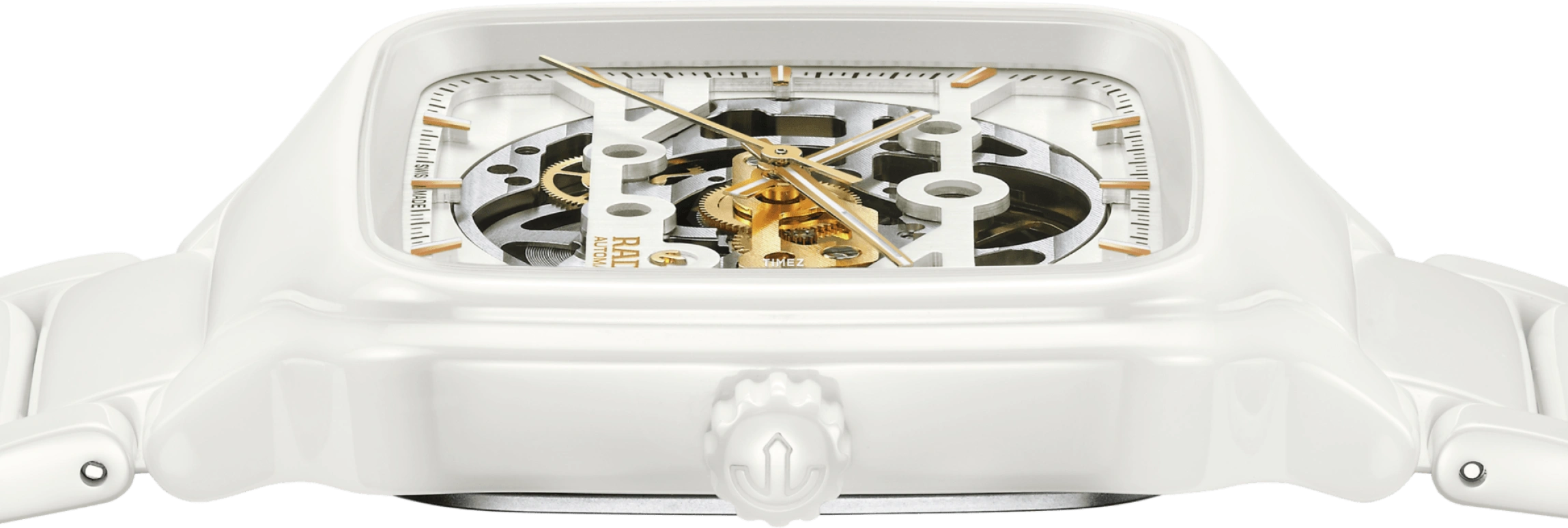 Rado,True Square 38mm,38mm,Titanium Gold,Cermet,Skeleton,Automatic,Rectangular,White,R27126012