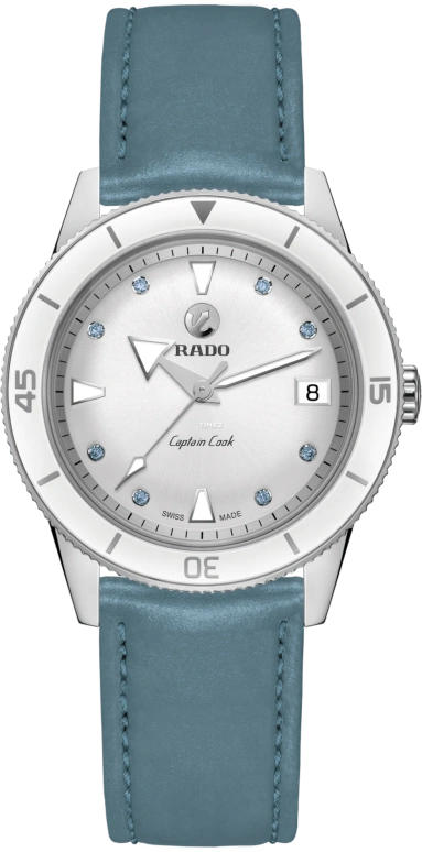 Rado,Captain Cook 37mm,37mm,Stainless Steel,Ceramic,White,Automatic,Day,80hours,R32500718