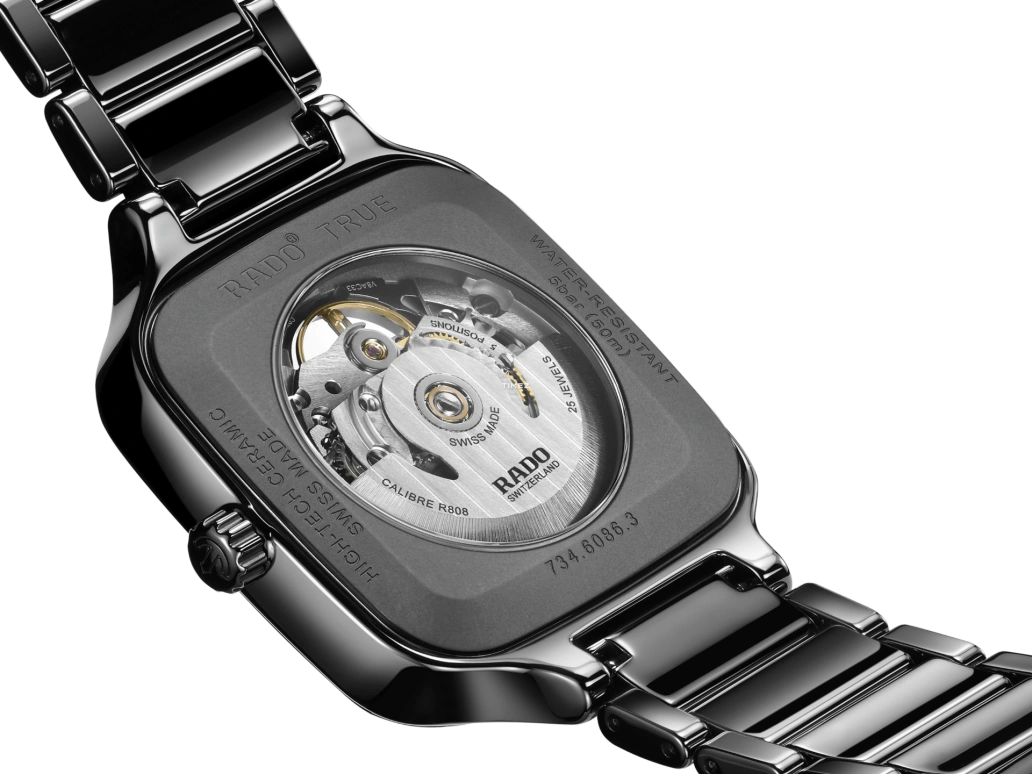 Rado,True Square 38mm,38mm,Cermet,Skeleton,Automatic,Sapphire,Crystal Glass,Square,R27124162
