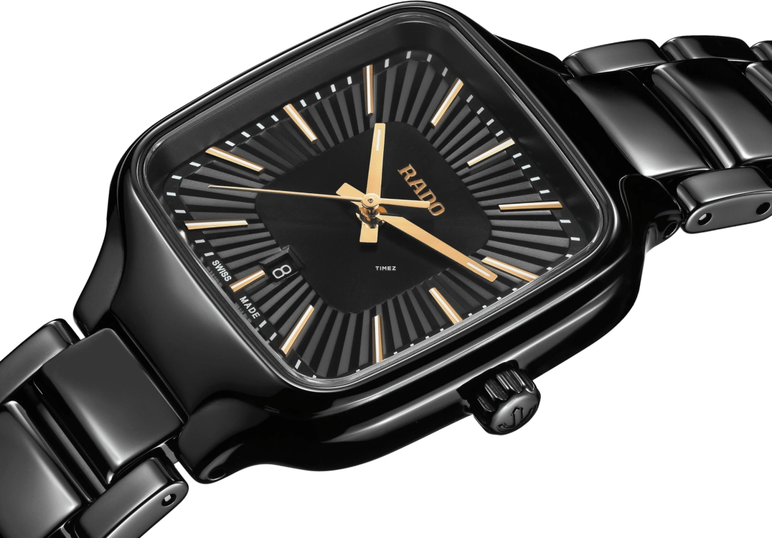 Rado,True Square 29.20mm,29.20mm,Ceramic,Titanium,Black,Quartz,Day,In-house Caliber,R27080172