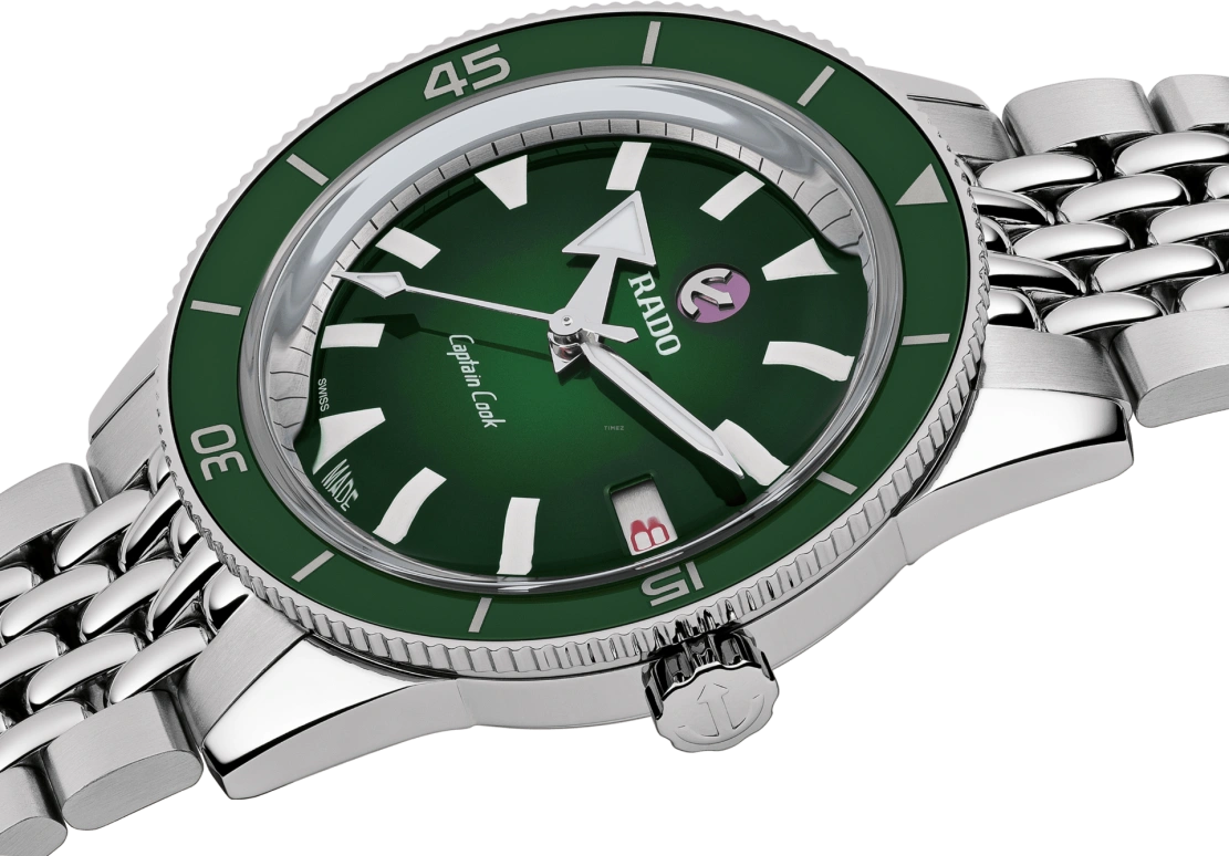 Rado,Captain Cook 37.30mm,37.30mm,Stainless Steel,Green,Automatic,Date,Anti-magnetic,R32500323