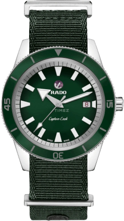 Rado,Captain Cook 42mm,42mm,Ceramic,Stainless Steel,Green,Automatic,Date,Anti-magnetic,R32505318