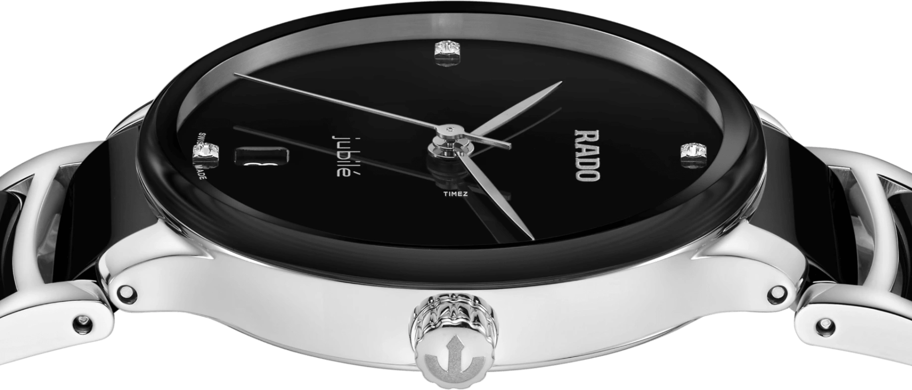 Rado,Centrix 35mm,35mm,Stainless Steel,Black,Quartz,Day,In-house Caliber,R30040712