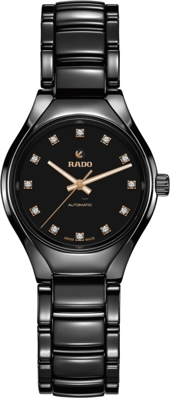 Rado,True Round 30mm,30mm,Ceramic,Black,Automatic,38hours,Sapphire,R27242732