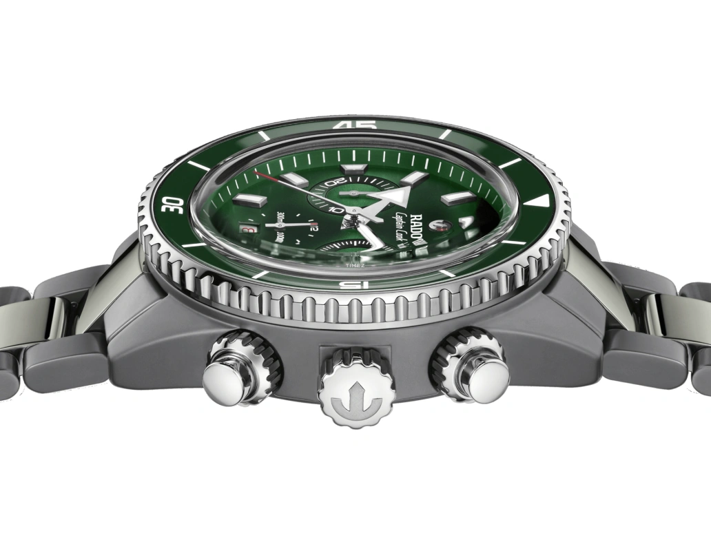 Rado,Captain Cook 43mm,43mm,Stainless Steel,Ceramic,Green,Quartz,Chronograph,Day,Anti-magnetic,R32189313