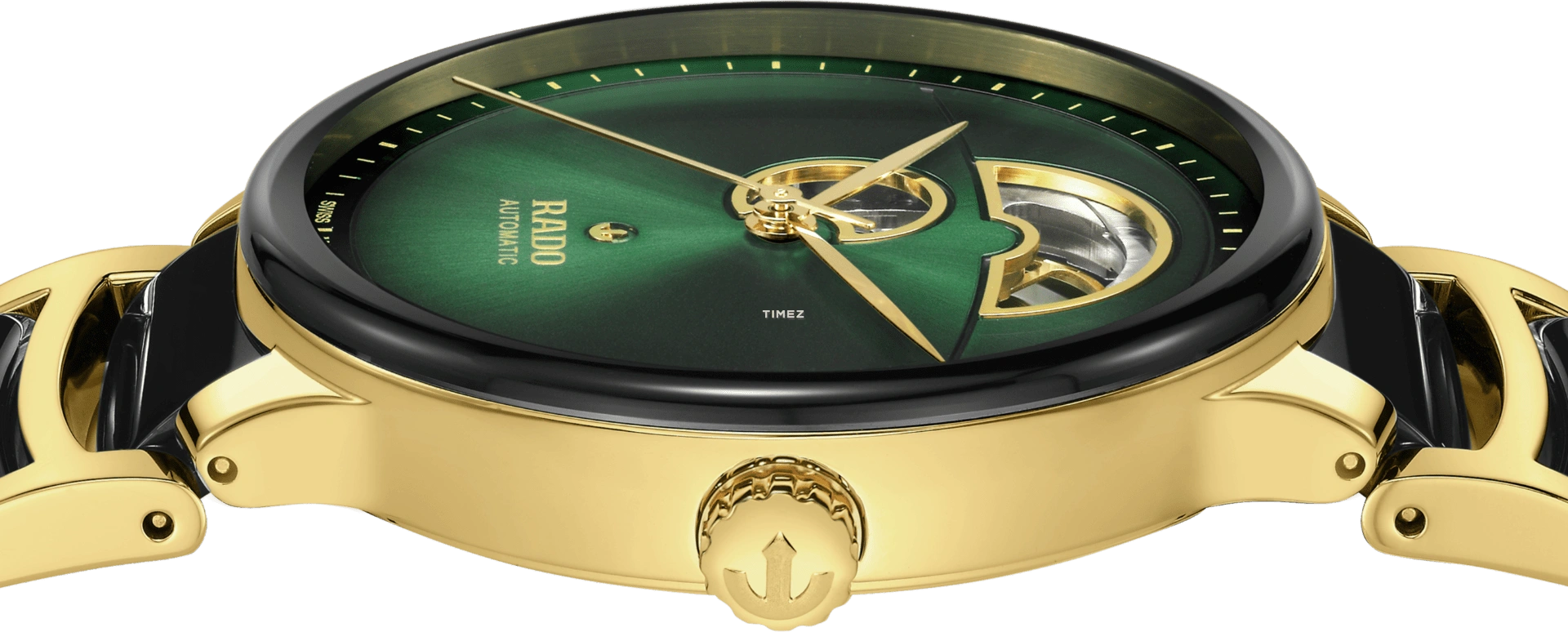 Rado,Centrix 39.50mm,39.50mm,Stainless Steel,Green,Black,Automatic,In-house Caliber,Sapphire,Crystal Glass,R30008302