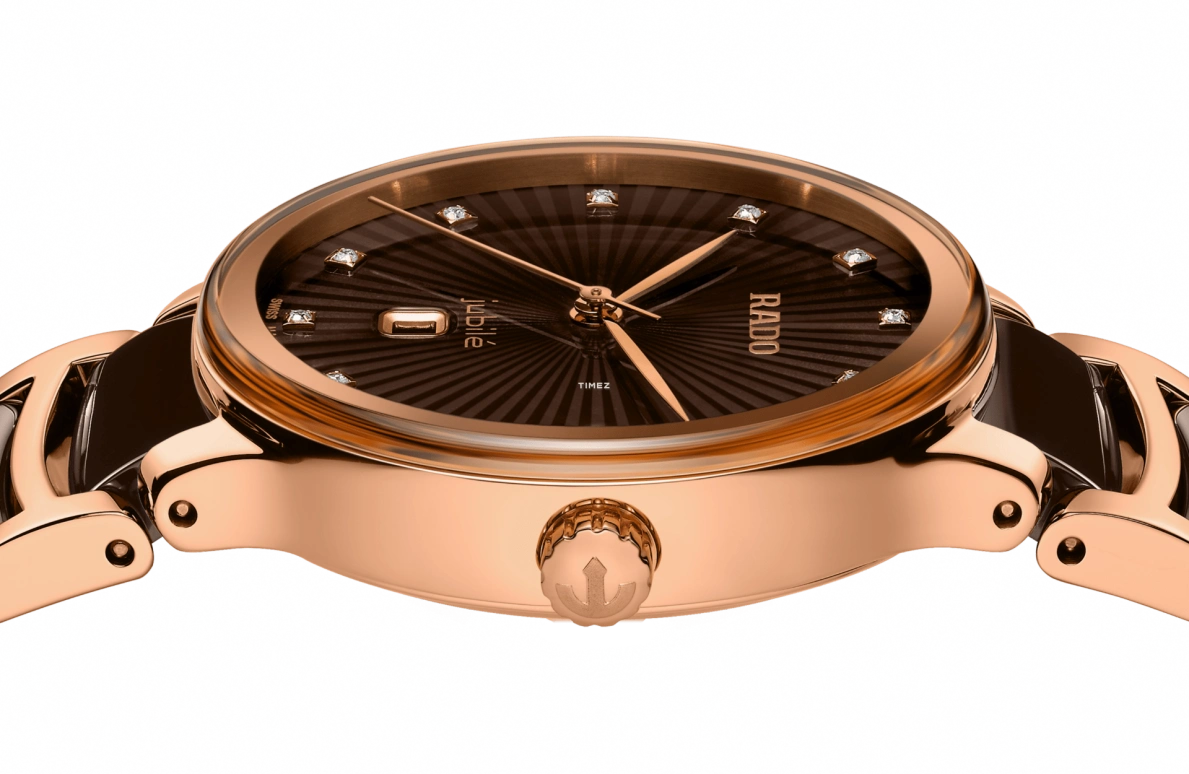 Rado,Centrix 30.50mm,30.50mm,Stainless Steel,Ceramic,Brown,Coffee,Quartz,Day,In-house Caliber,R30024732