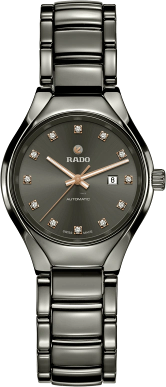 Rado,True Round 30mm,30mm,Ceramic,Black,Automatic,Day,In-house Caliber,R27243732