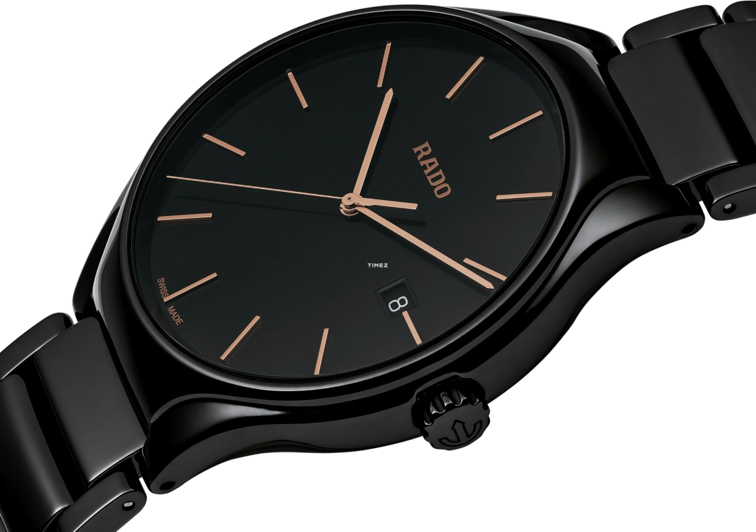 Rado,True Round 40mm,40mm,Ceramic,Black,Quartz,Day,In-house Caliber,R27238162