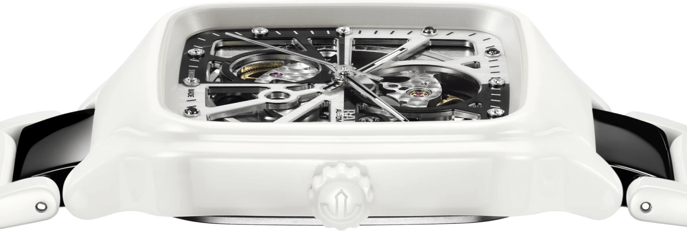 Rado,True Square 38mm,38mm,Ceramic,Skeleton,Black,White,Automatic,In-house Caliber,Sapphire,Crystal Glass,R27073752