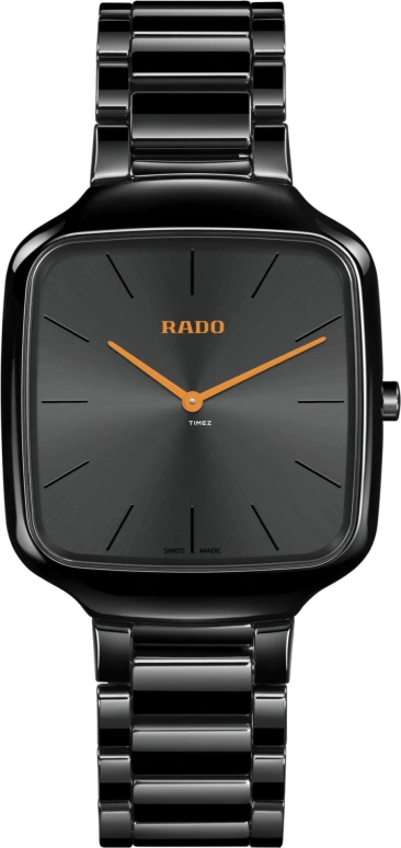 Rado,True Square 37mm,37mm,Ceramic,Black,Quartz,In-house Caliber,Sapphire,Crystal Glass,R27054162