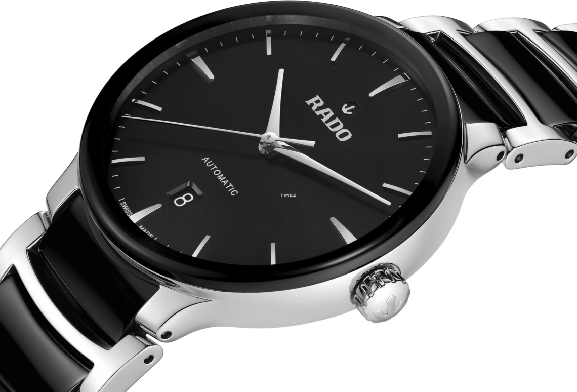 Rado,Centrix 39.50mm,39.50mm,Stainless Steel,Black,Automatic,Day,Sapphire,R30018152