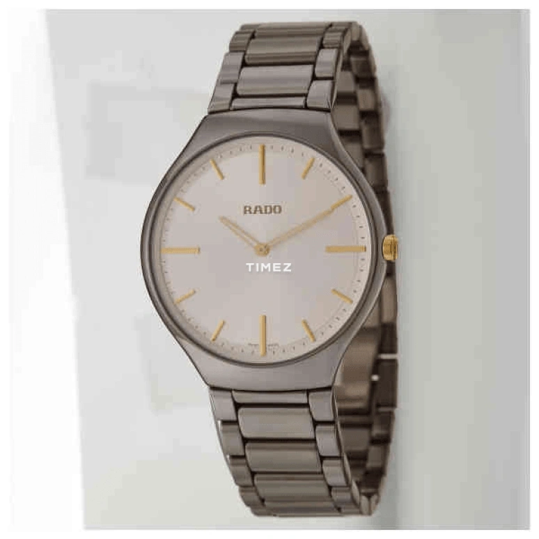 Rado,True Thinline 39mm,39mm,Ceramic,Silver,Gold,Quartz,Round,Silver,R27955112