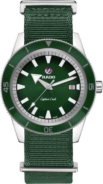 Rado,Captain Cook 42mm,42mm,Ceramic,Stainless Steel,Green,Automatic,Date,Anti-magnetic,R32505318