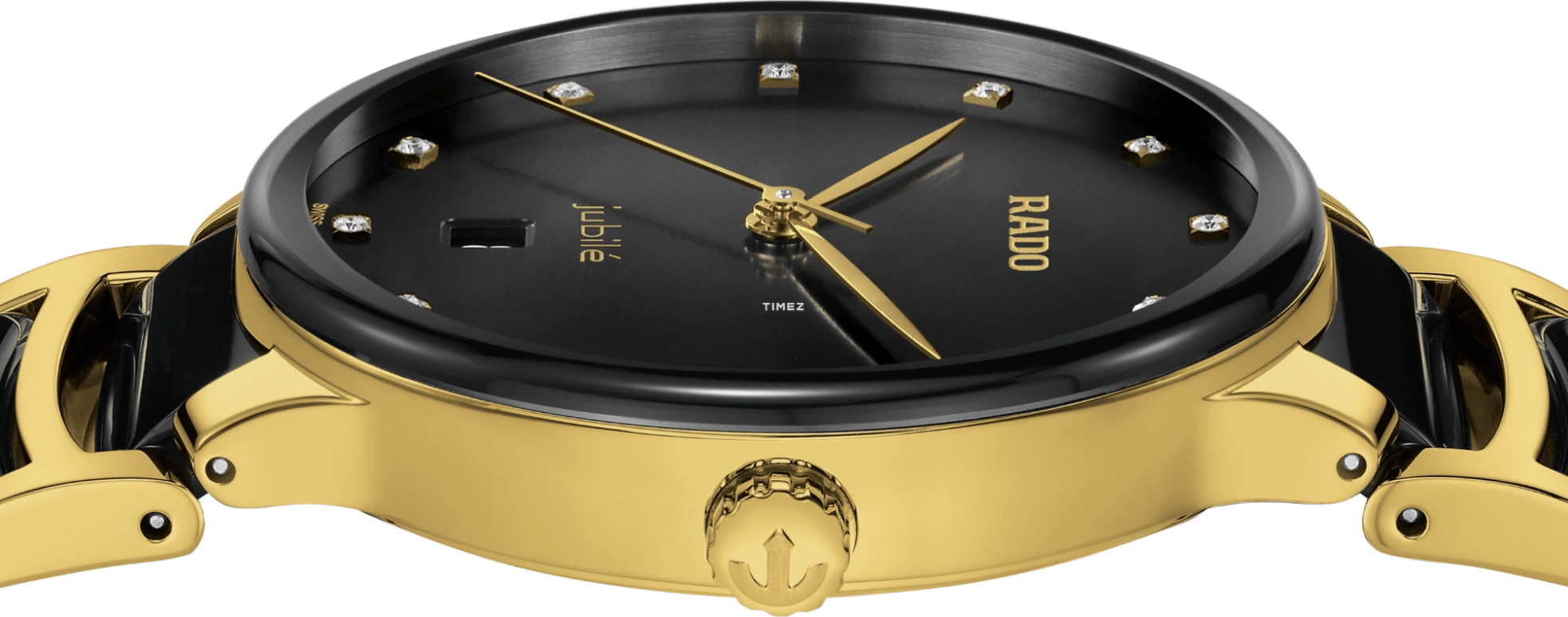 Rado,Centrix 39.50mm,39.50mm,Stainless Steel,Black,Quartz,Day,Sapphire,Crystal Glass,R30022742