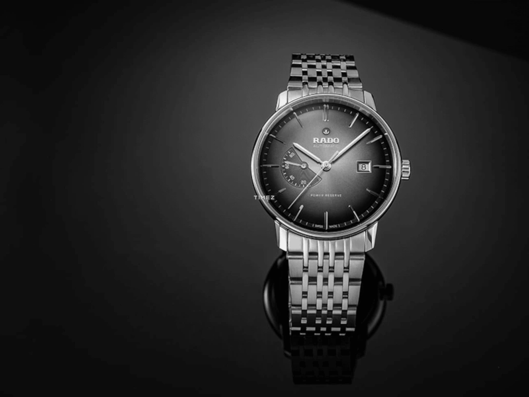 Rado,Coupole 41mm,41mm,Stainless Steel,Black,Grey,Automatic,Day,Power Reserve Indicator,R22878163