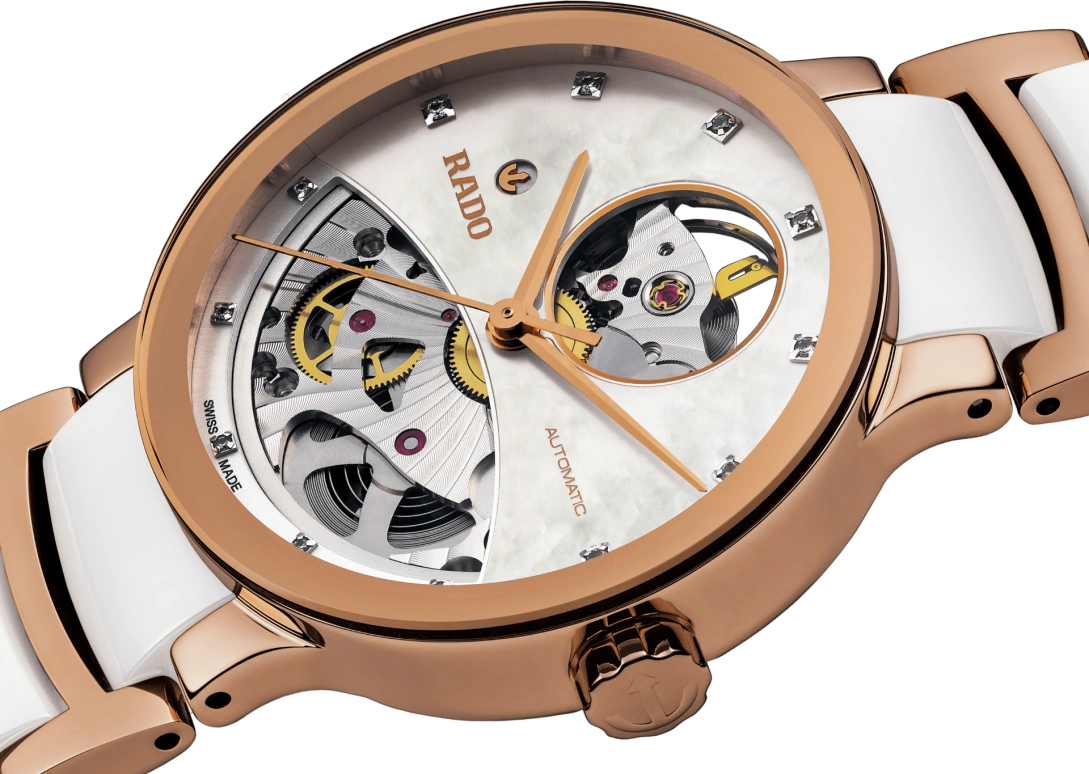 Rado,Centrix 33mm,33mm,Stainless Steel,White,Automatic,80hours,Sapphire,Crystal Glass,R30248902