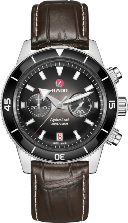 Rado,Captain Cook 43mm,43mm,Stainless Steel,Black,Automatic,Chronograph,Day,R32145158