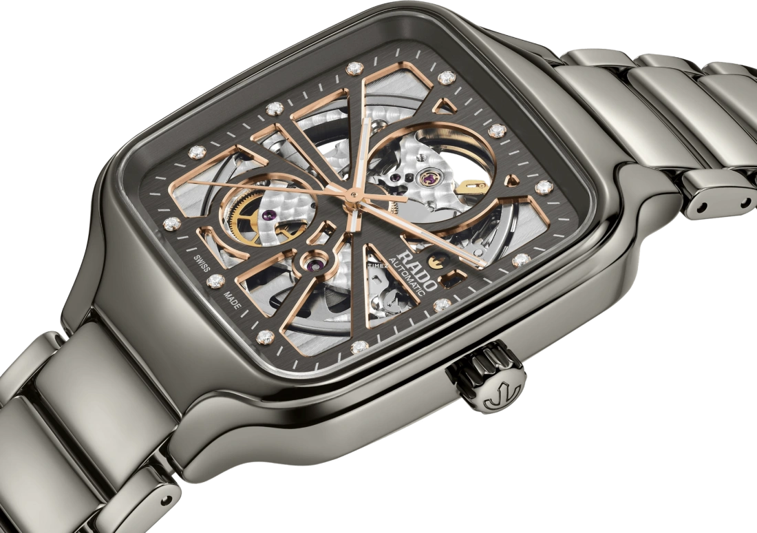 Rado,True Square 38mm,38mm,Ceramic,Titanium,Green,Rose Gold,Grey,Automatic,In-house Caliber,Sapphire,Crystal Glass,R27083712
