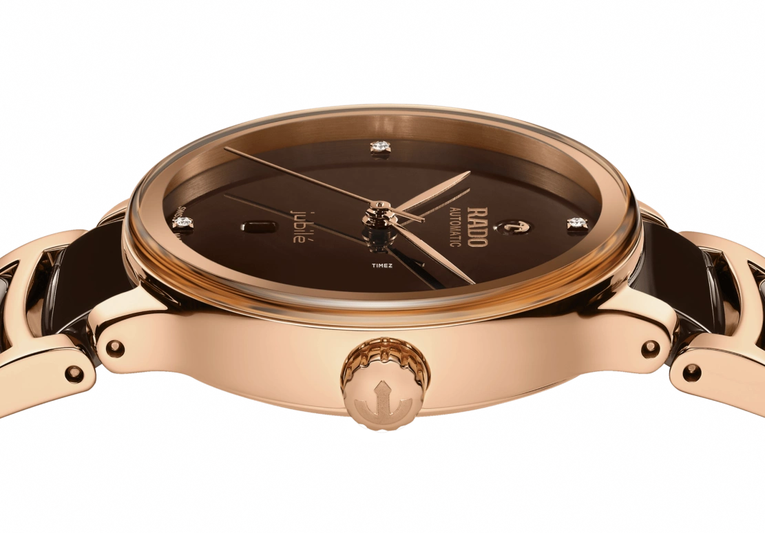 Rado,Centrix 30.50mm,30.50mm,Stainless Steel,Brown,Automatic,Day,Sapphire,Crystal Glass,R30019712