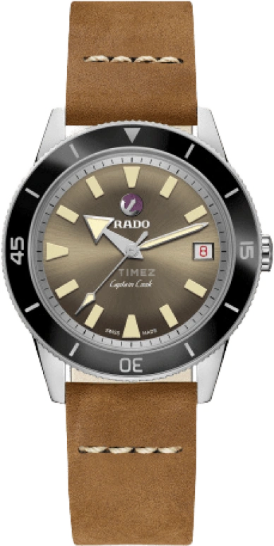 Rado,Captain Cook 37.30mm,37.30mm,Stainless Steel,Brown,Automatic,Day,80hours,R32500315