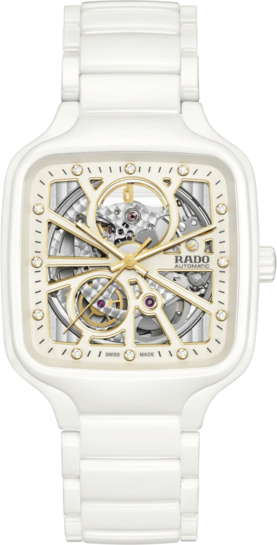 Rado,True Square 38mm,38mm,Ceramic,White,Skeleton,Automatic,80hours,In-house Caliber,R27073702