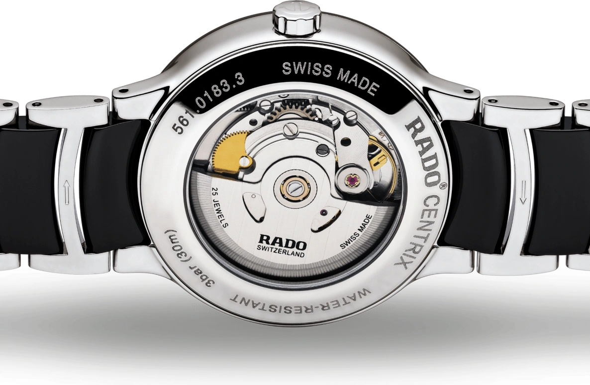 Rado,Centrix 38mm,38mm,Stainless Steel,Black,Automatic,42hours,Sapphire,Crystal Glass,R30941702