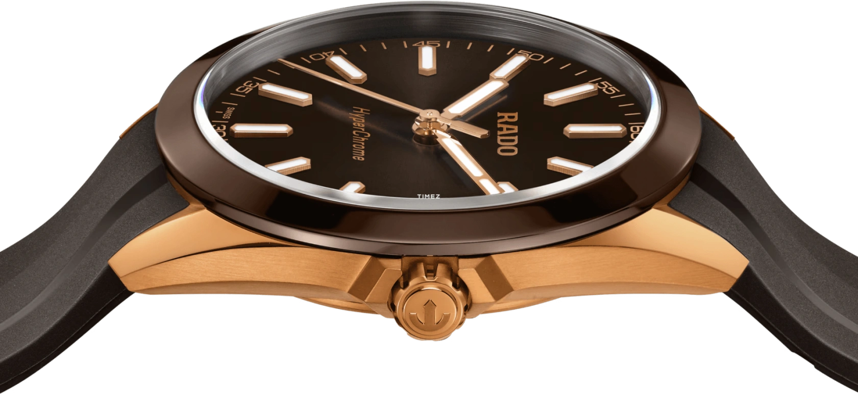 Rado,HyperChrome 41.50mm,41.50mm,Stainless Steel,Ceramic,Brown,Quartz,Day,In-house Caliber,R32281309