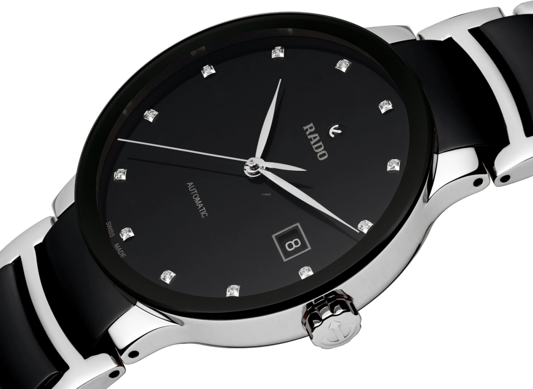 Rado,Centrix 38mm,38mm,Stainless Steel,Ceramic,Black,Automatic,Day,In-house Caliber,R30941752