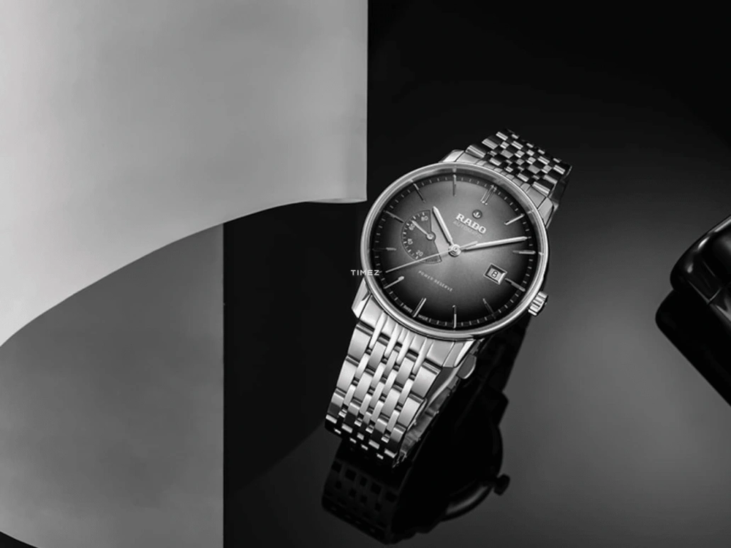 Rado,Coupole 41mm,41mm,Stainless Steel,Black,Grey,Automatic,Day,Power Reserve Indicator,R22878163