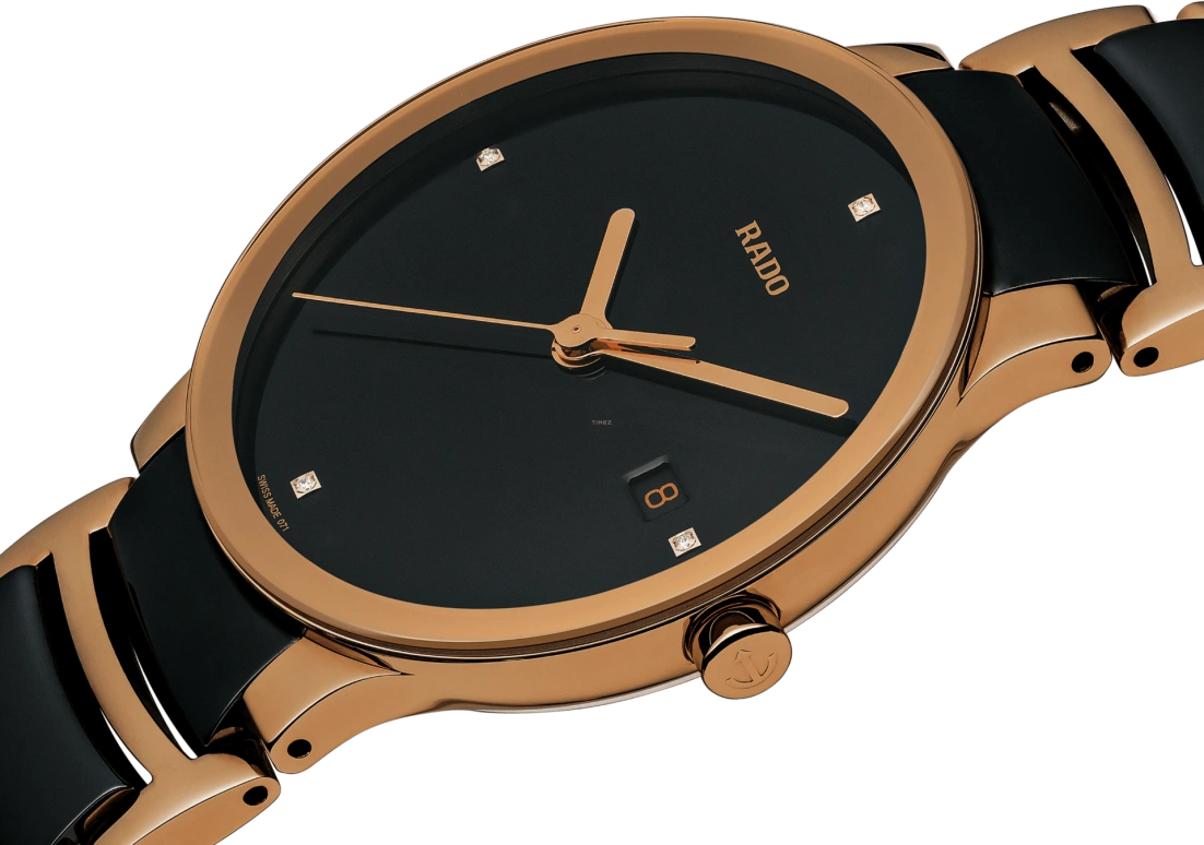 Rado,Centrix 38mm,38mm,Stainless Steel,Black,Quartz,Day,In-house Caliber,R30554712
