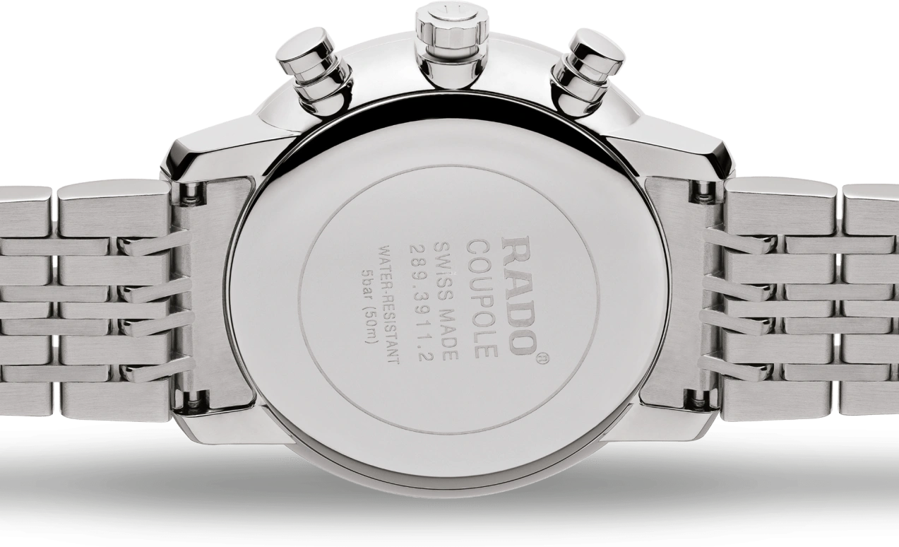 Rado,Coupole 42mm,42mm,Stainless Steel,Black,Quartz,Chronograph,Day,R22910153