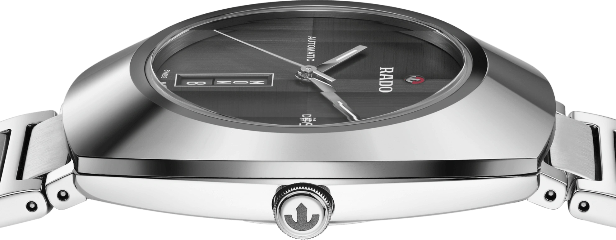 Rado,DiaMaster 38mm,38mm,Stainless Steel,Grey,Black,Automatic,Day,Sapphire,Crystal Glass,R12160103