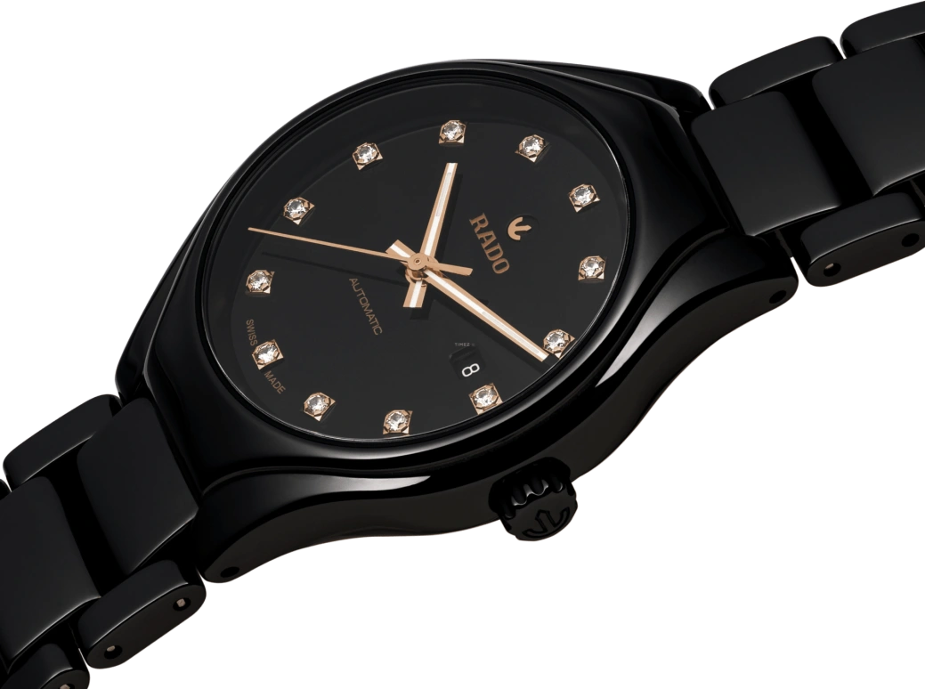 Rado,True Round 30mm,30mm,Ceramic,Black,Automatic,38hours,Sapphire,R27242732