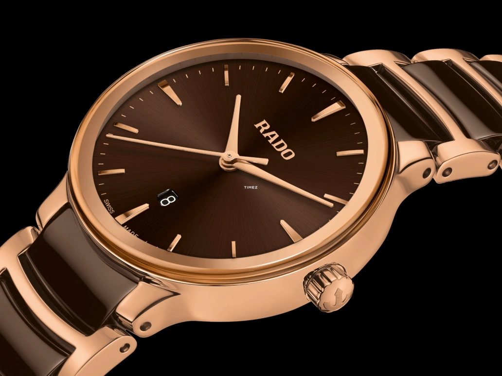 Rado,Centrix 30.50mm,30.50mm,Stainless Steel,Brown,Coffee,Quartz,Day,In-house Caliber,R30024302