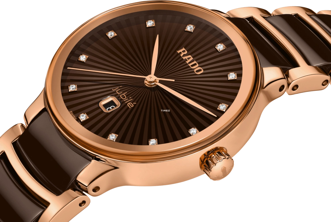 Rado,Centrix 30.50mm,30.50mm,Stainless Steel,Ceramic,Brown,Coffee,Quartz,Day,In-house Caliber,R30024732
