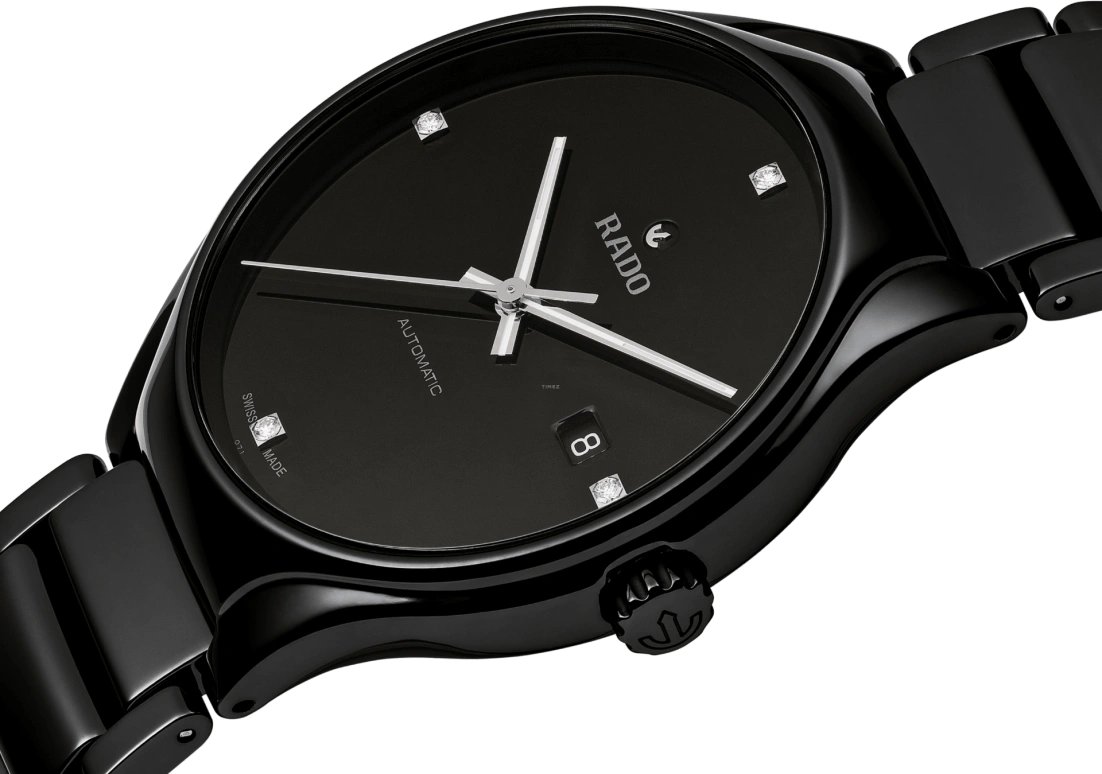Rado,True Round 40mm,40mm,Ceramic,Black,Automatic,Day,In-house Caliber,R27056722