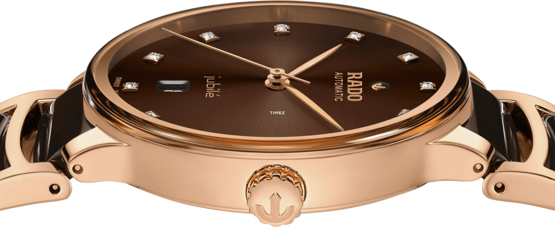 Rado,Coupole 39.50mm,39.50mm,Stainless Steel,Brown,Automatic,Day,In-house Caliber,R30017732