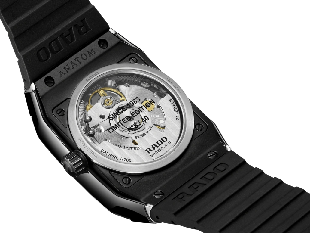 Rado,Anatom 32.50mm,32.50mm,Ceramic,Stainless Steel,Black,Automatic,Day,72hours,R10201739