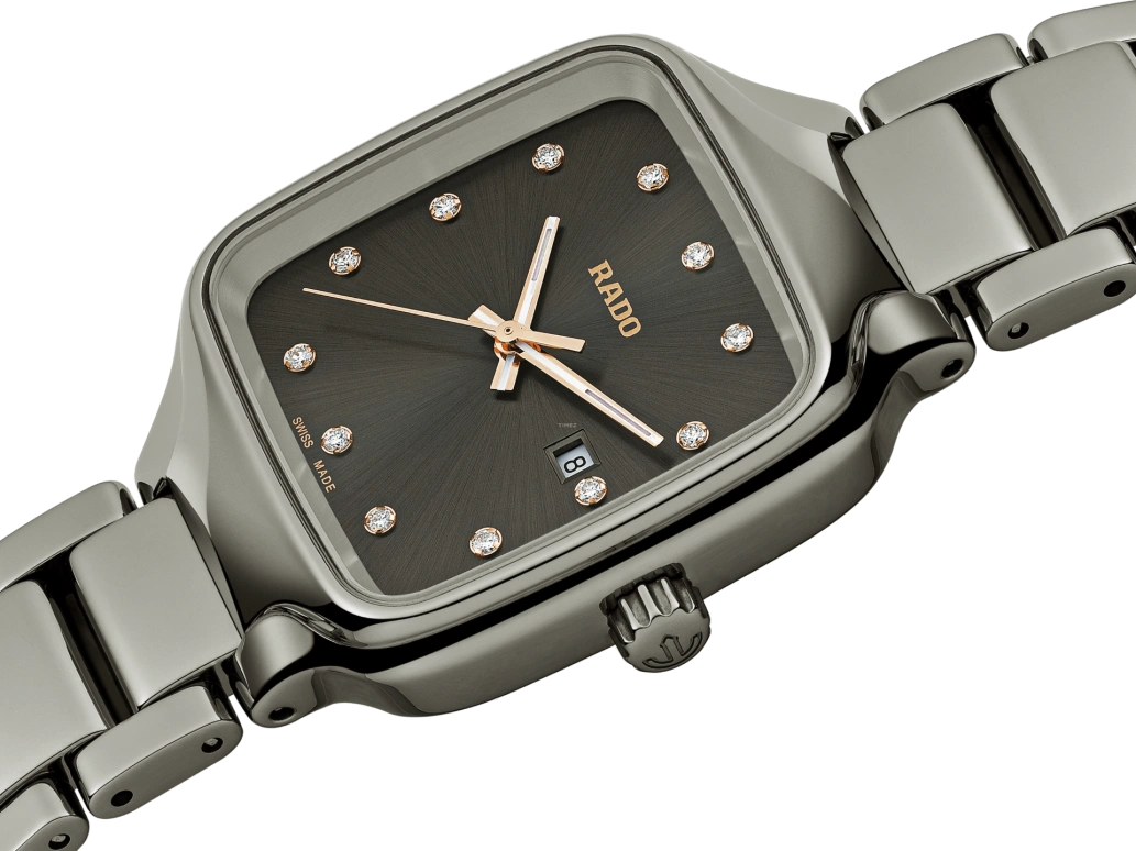 Rado,True Square 29x34.30mm,29x34.30mm,Ceramic,Grey,Quartz,Day,In-house Caliber,R27079702