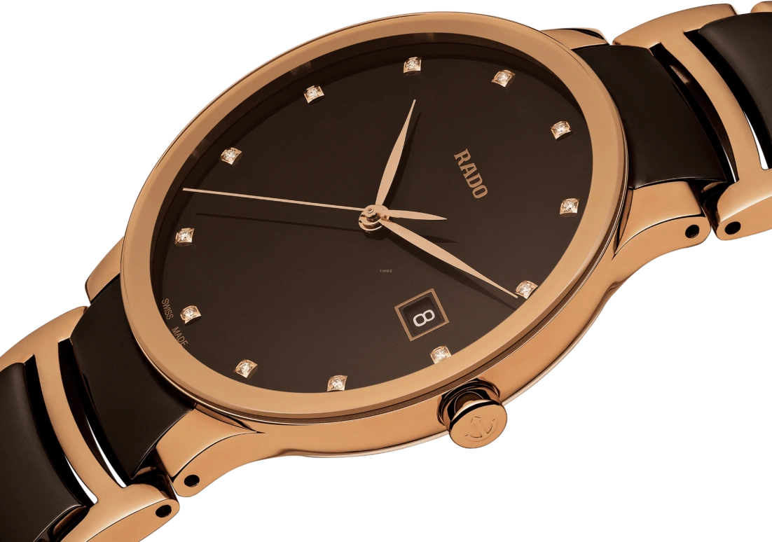 Rado,Centrix 38mm,38mm,Stainless Steel,Coffee,Quartz,Day,In-house Caliber,R30554724